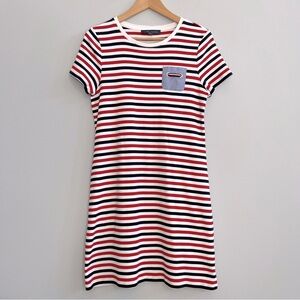 Tommy Hilfiger Striped Cotton Shirt Dress Size Medium Casual Classic Nautical